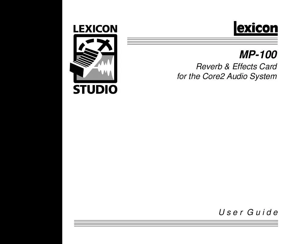 Mode d'emploi LEXICON MP-100