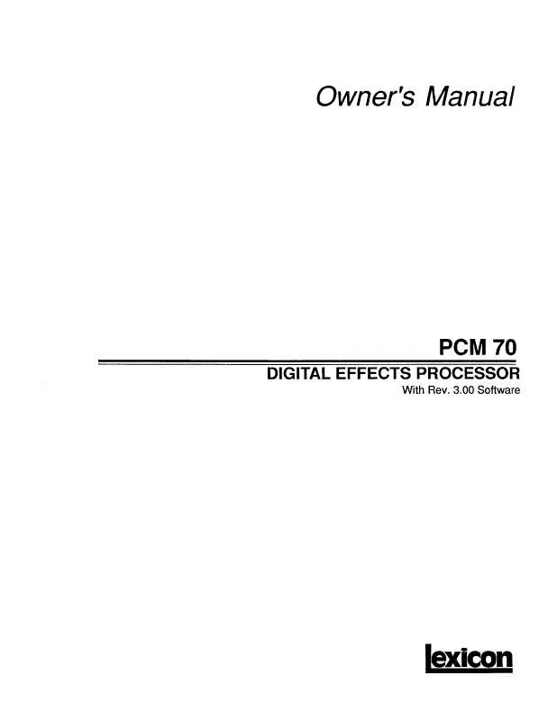 Mode d'emploi LEXICON PCM 70