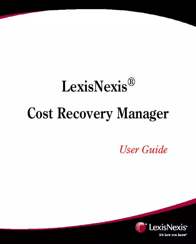 Mode d'emploi LEXISNEXIS COST RECOVERY MANAGER