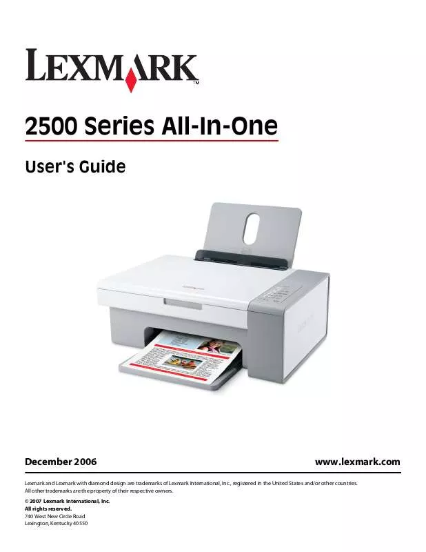 Mode d'emploi LEXMARK 2500 ALL-IN-ONE
