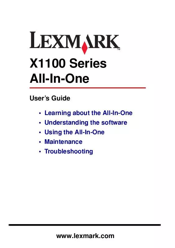 Mode d'emploi LEXMARK X1 100