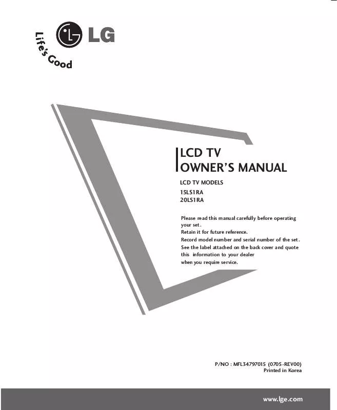 Mode d'emploi LG 15LS1RA