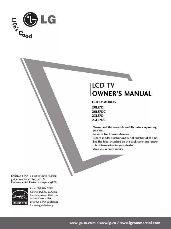 Mode d'emploi LG 23LS7DC