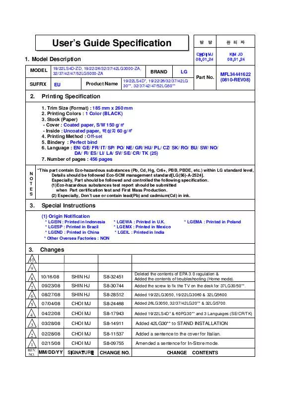 Mode d'emploi LG 322000-ZA.BETPLJG