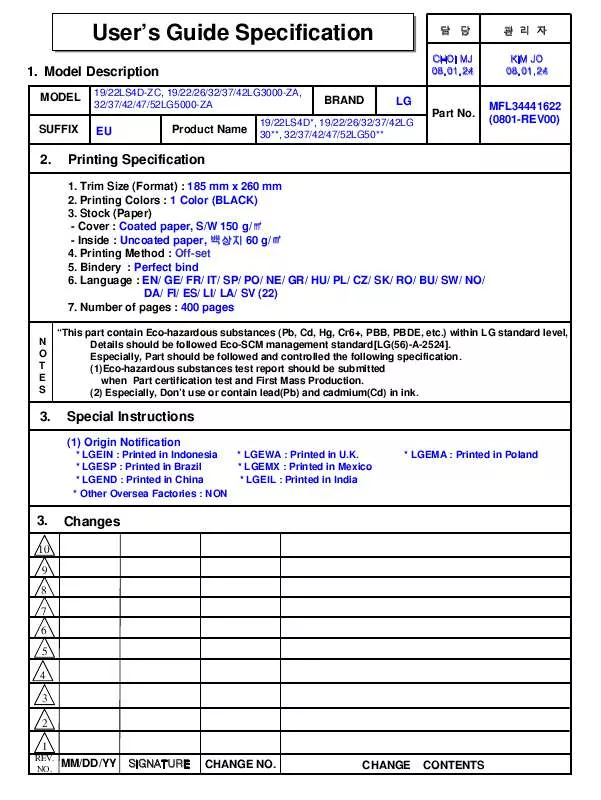 Mode d'emploi LG 325000