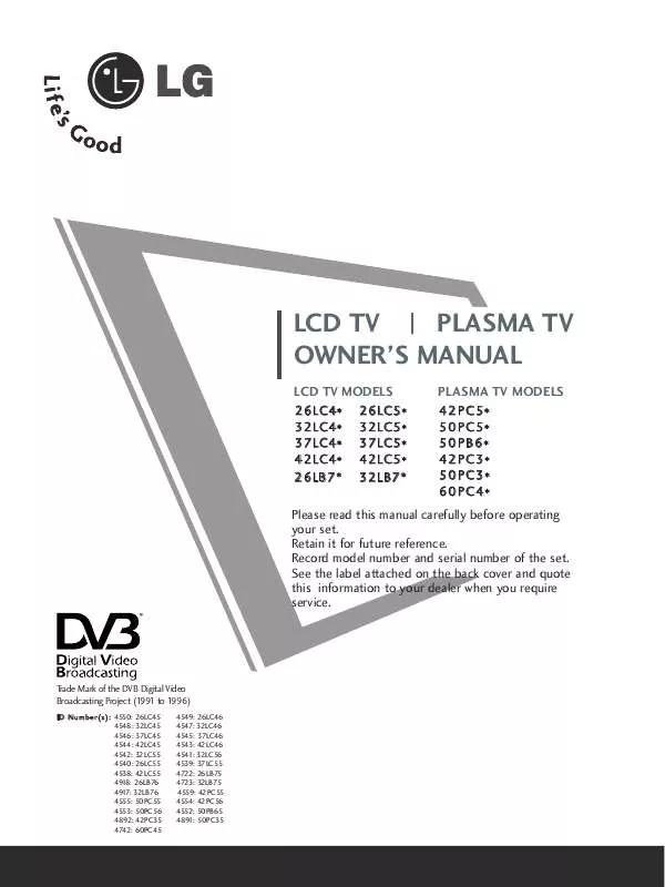 Mode d'emploi LG 32LB76