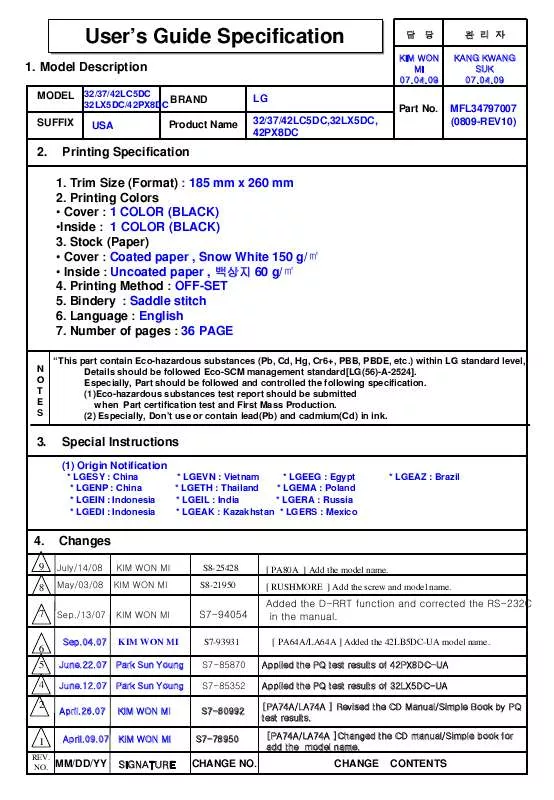 Mode d'emploi LG 32LC50C