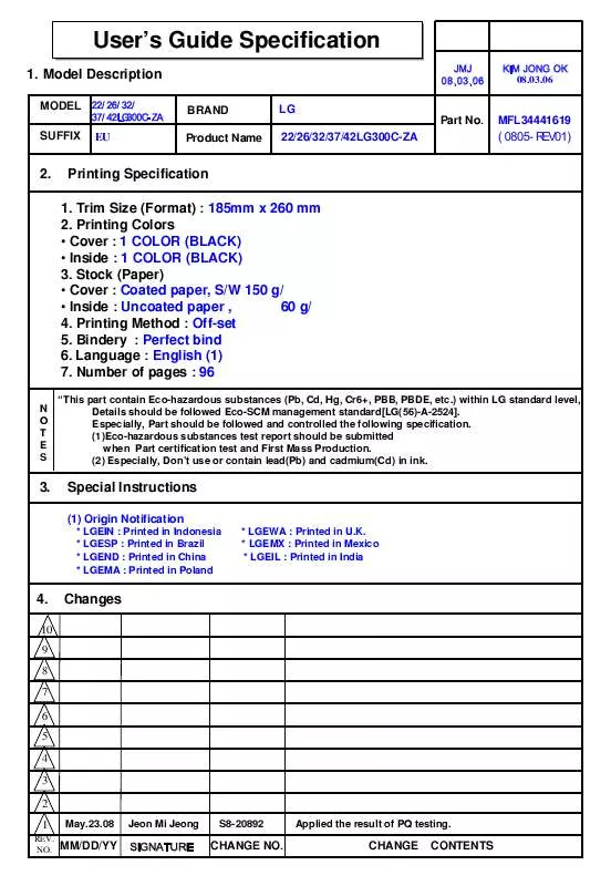 Mode d'emploi LG 32LG300C