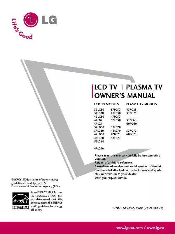 Mode d'emploi LG 37LG30-UD