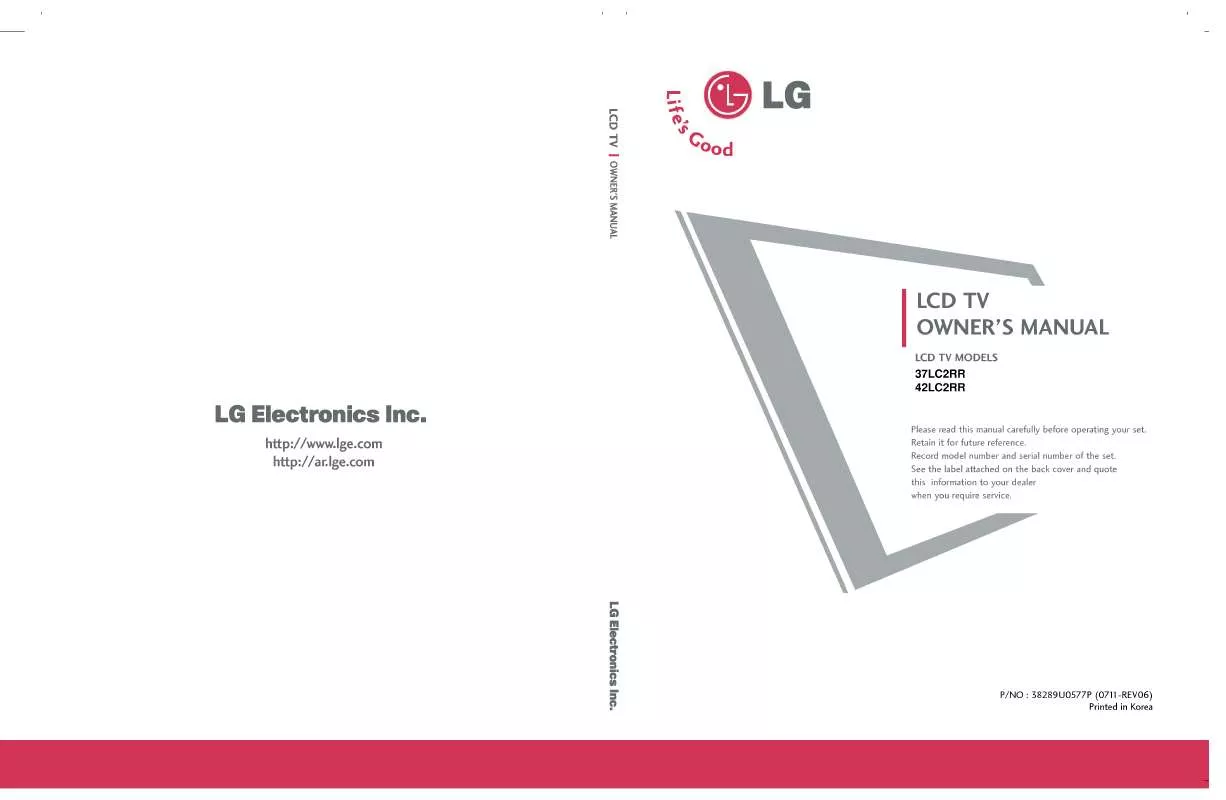 Mode d'emploi LG 42LC2RR