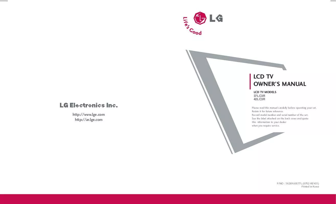 Mode d'emploi LG 42LC3R