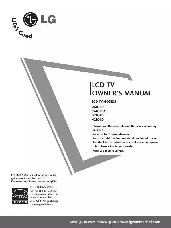 Mode d'emploi LG 42LC4D