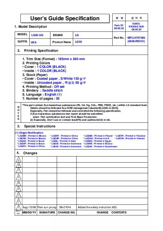 Mode d'emploi LG 42LG50-UG