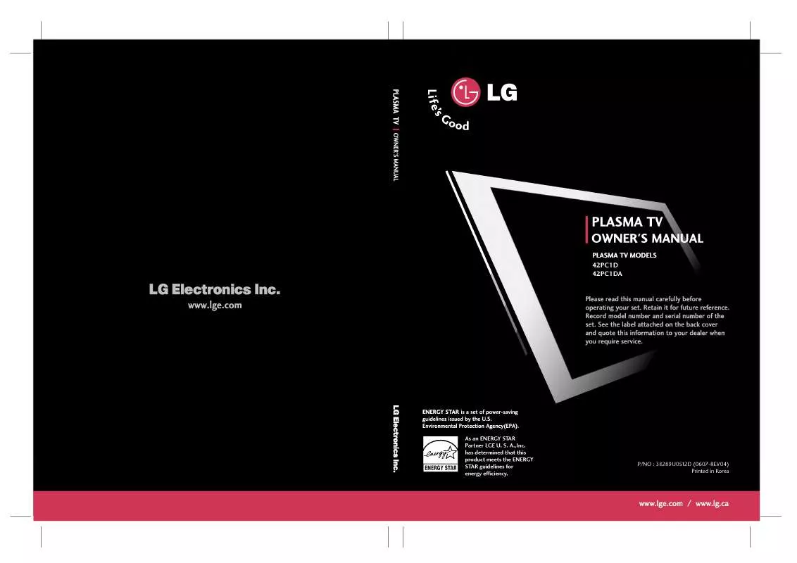 Mode d'emploi LG 42PC1DA-UB