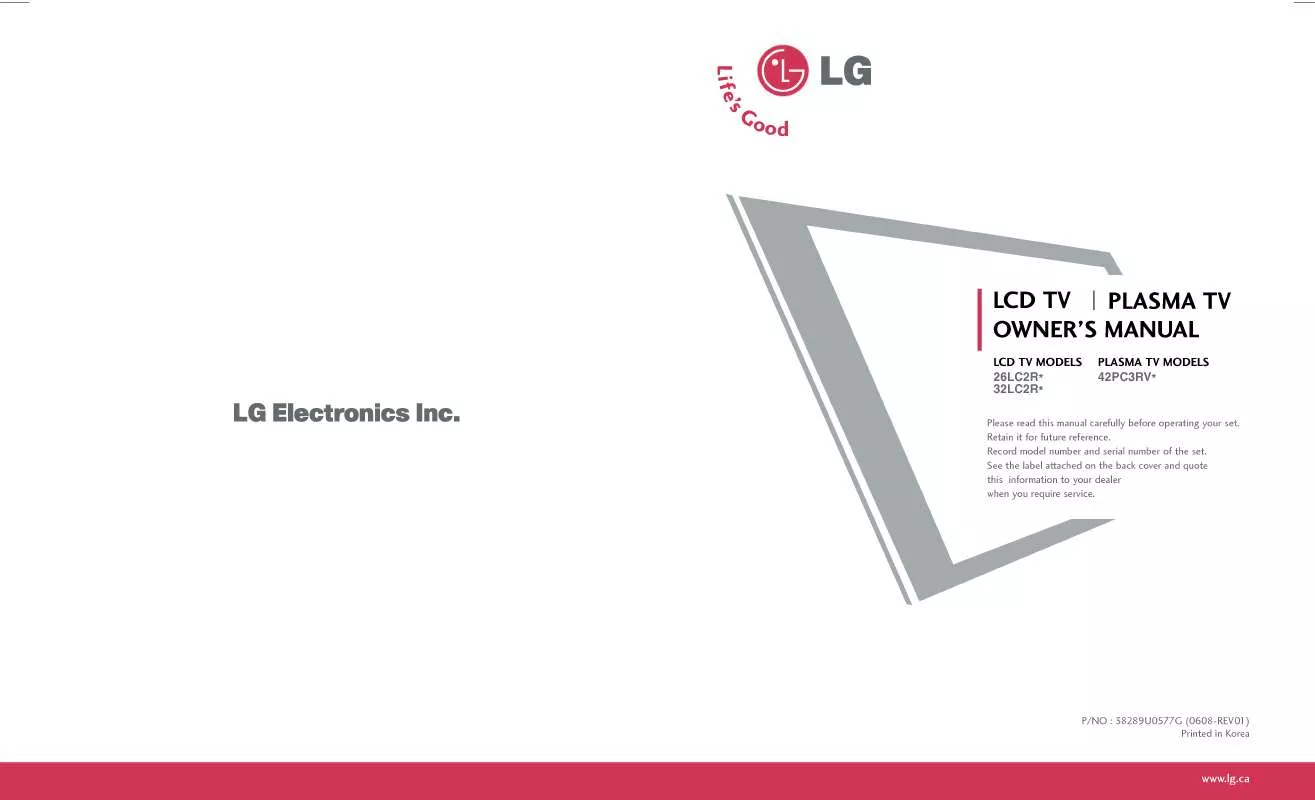 Mode d'emploi LG 42PC3RV-UJ.ACI