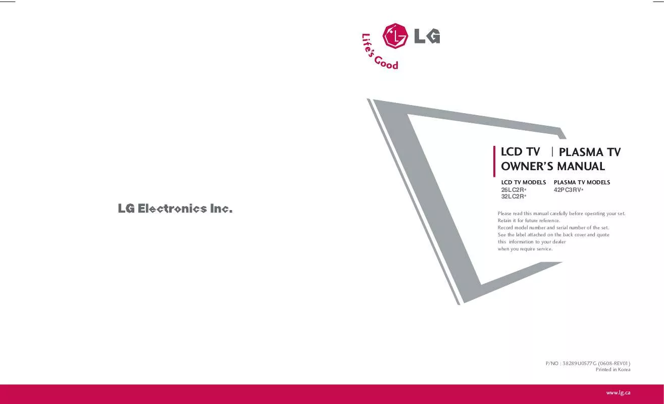 Mode d'emploi LG 42PC3RV-UJ