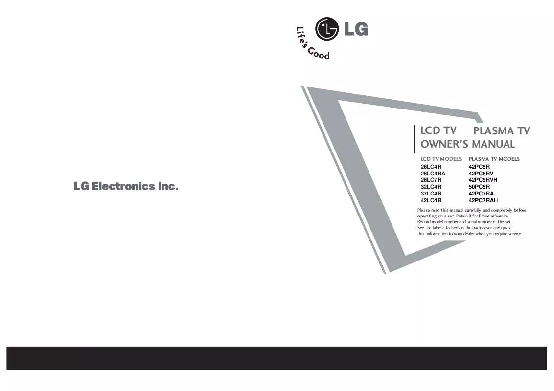 Mode d'emploi LG 42PC7RAH-MA