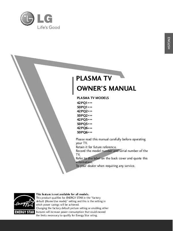 Mode d'emploi LG 42PQ300R