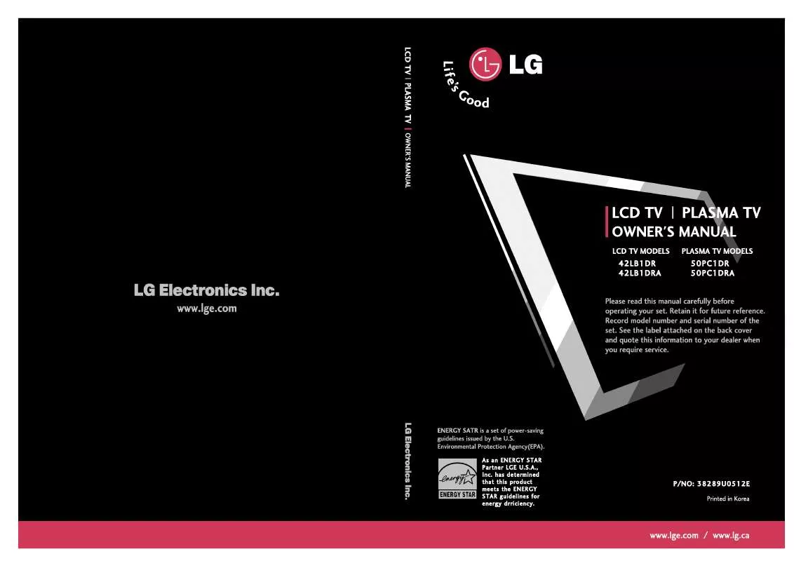 Mode d'emploi LG 50PC1DR