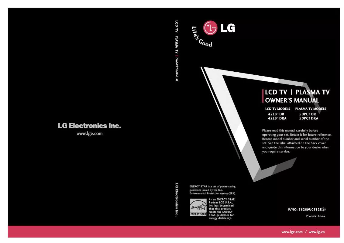 Mode d'emploi LG 50PC1DRA