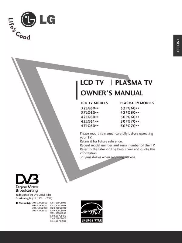 Mode d'emploi LG 50PG6010