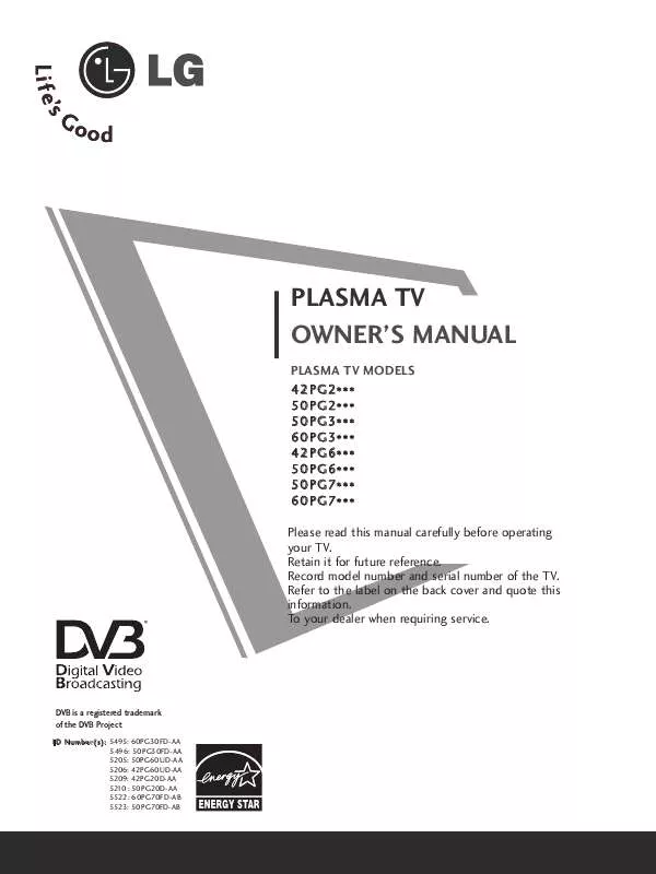 Mode d'emploi LG 50PG70FD