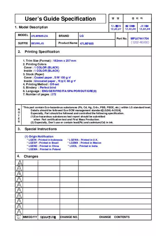 Mode d'emploi LG 55LM620S