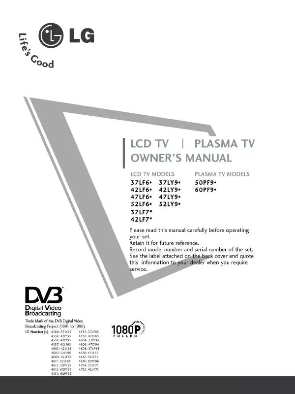 Mode d'emploi LG 60PF95