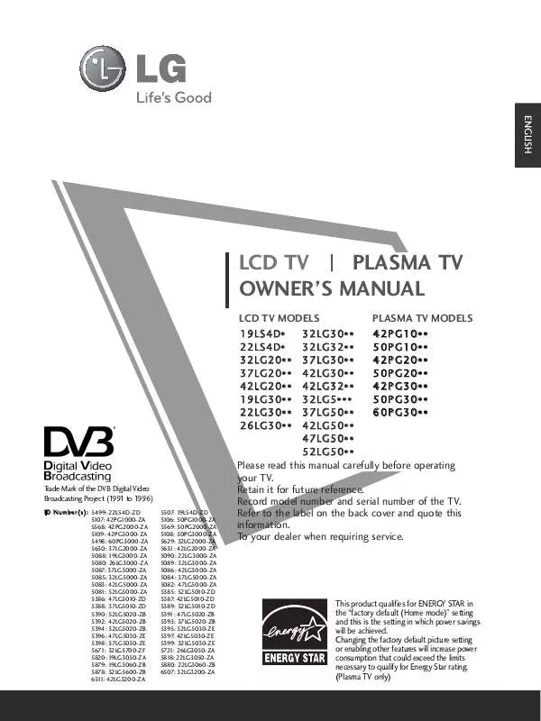 Mode d'emploi LG 60PG30-ZB