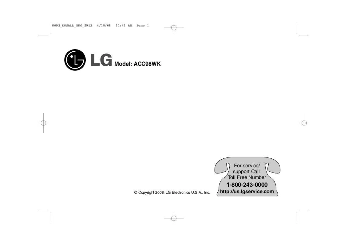 Mode d'emploi LG ACC98WK