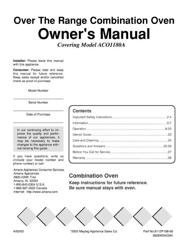 Mode d'emploi LG ACO1180AW