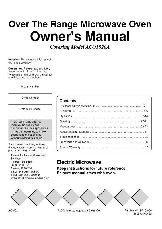 Mode d'emploi LG ACO1520AC