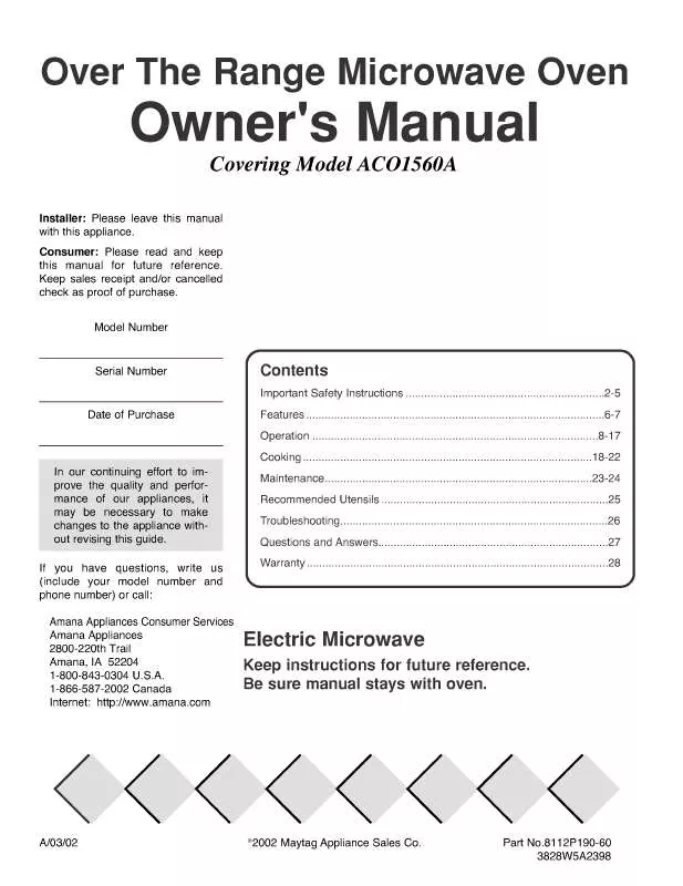 Mode d'emploi LG ACO1560AW