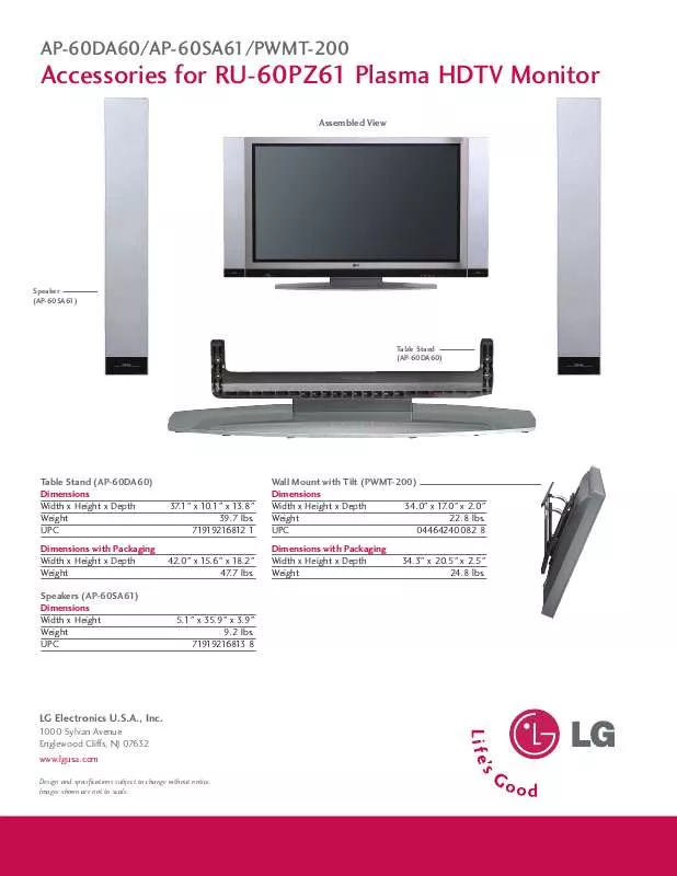 Mode d'emploi LG AP-60DA60