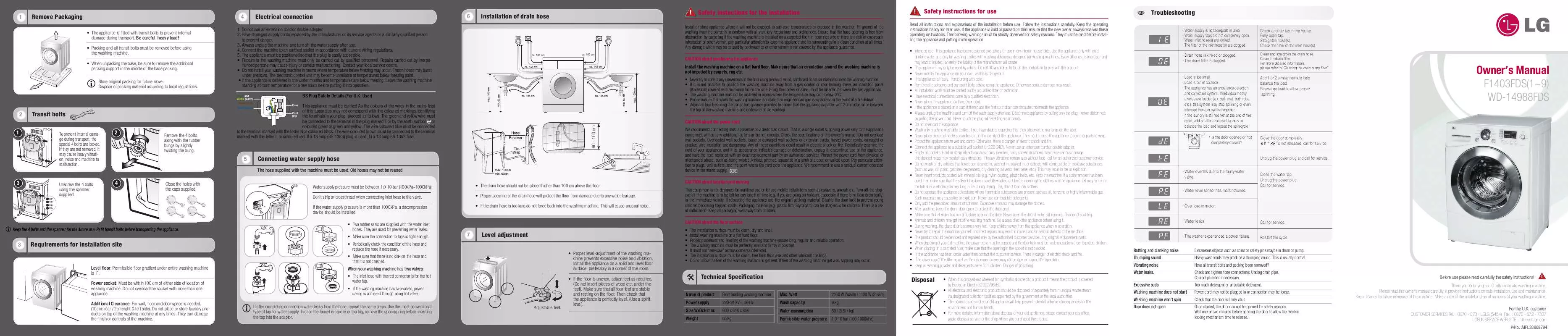 Mode d'emploi LG F1403FDS5