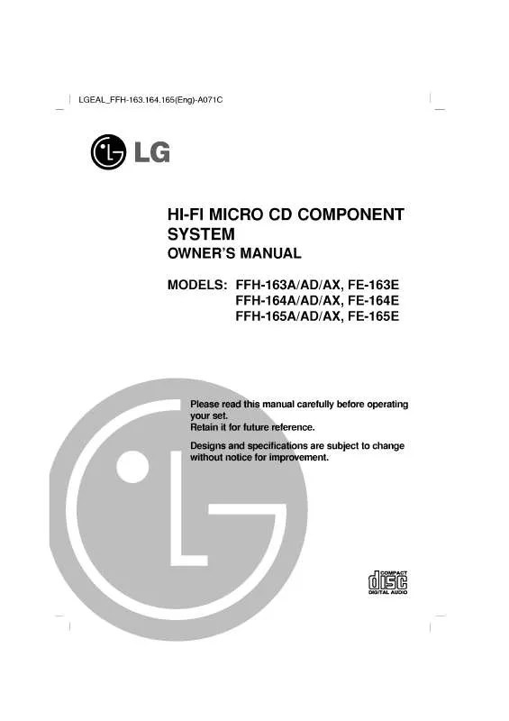 Mode d'emploi LG FFH-165A