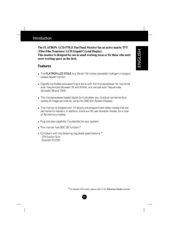 Mode d'emploi LG FLATRON LCD 575LE-LB565C-EA-