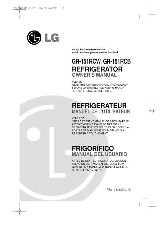 Mode d'emploi LG GR-151RCB