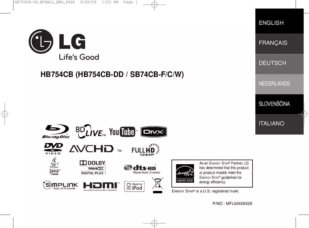 Mode d'emploi LG HB754CB