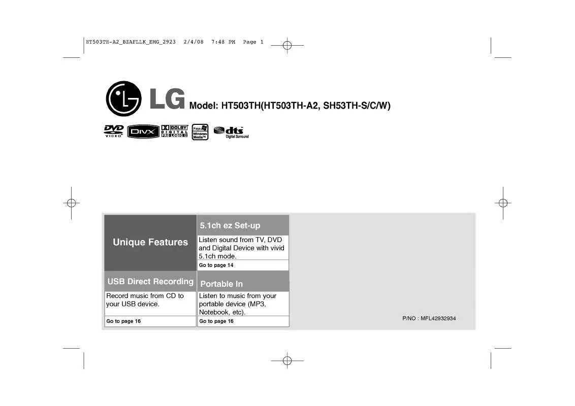 Mode d'emploi LG HT503TH-A2