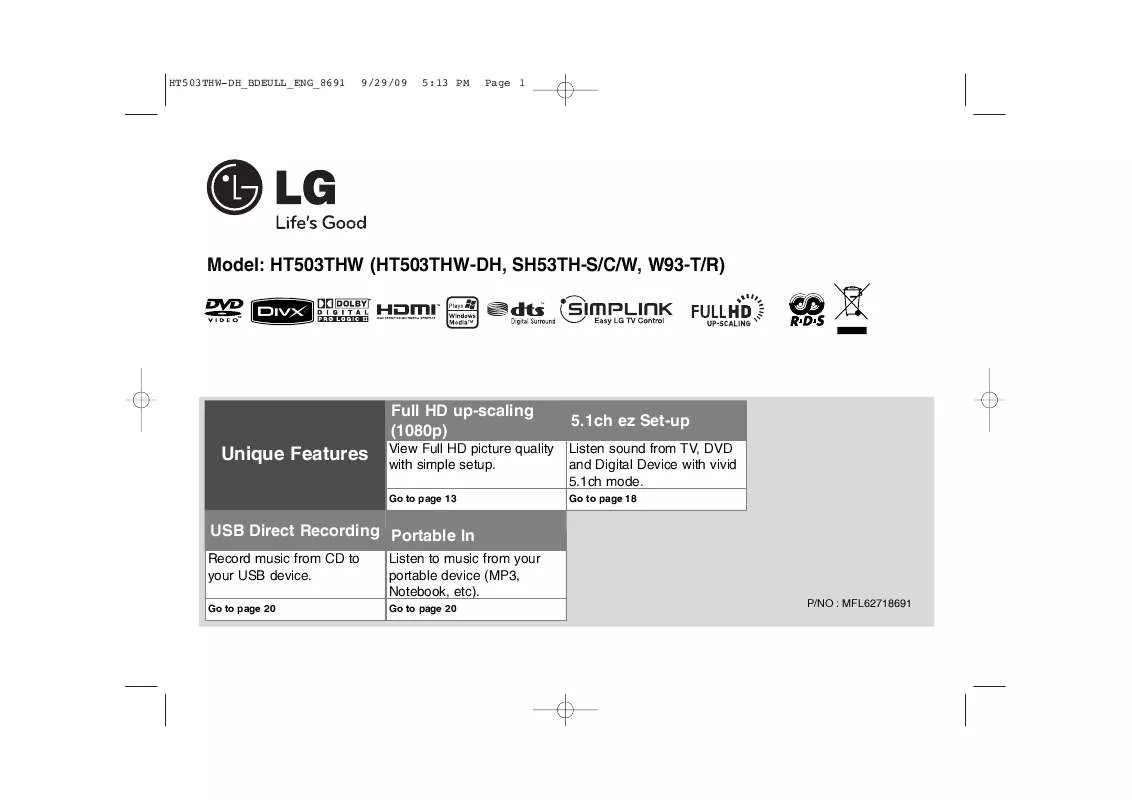 Mode d'emploi LG HT503THW