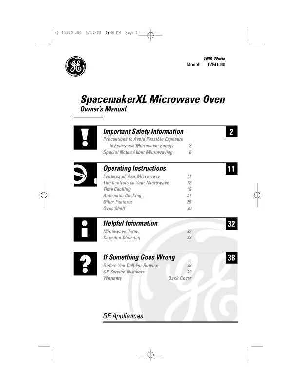 Mode d'emploi LG JVM1640WJ