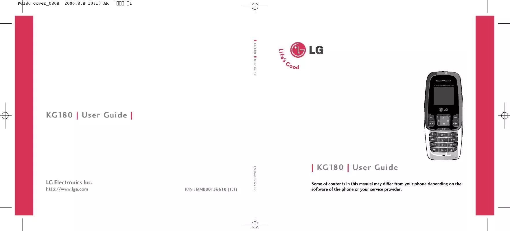 Mode d'emploi LG KG180