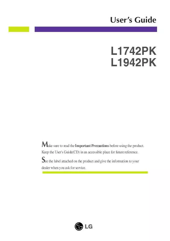 Mode d'emploi LG L1742PK