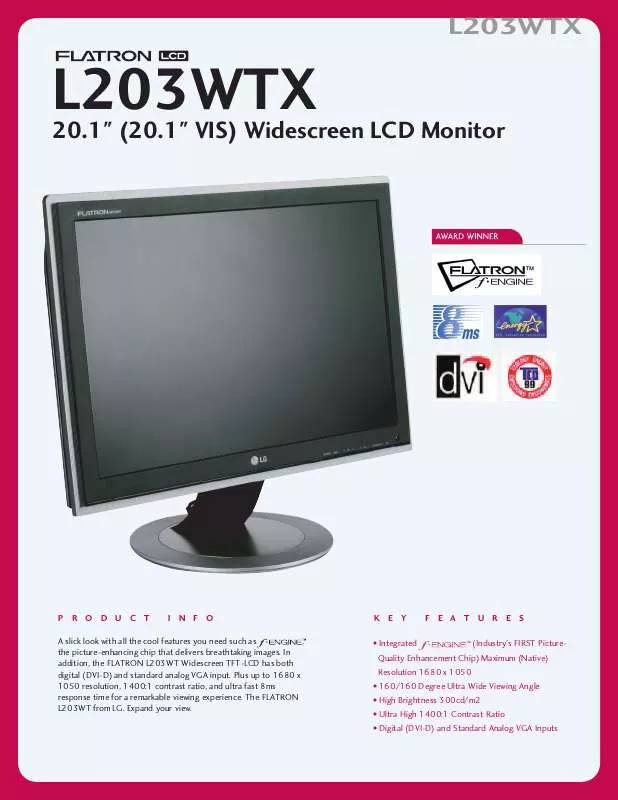 Mode d'emploi LG L203WT