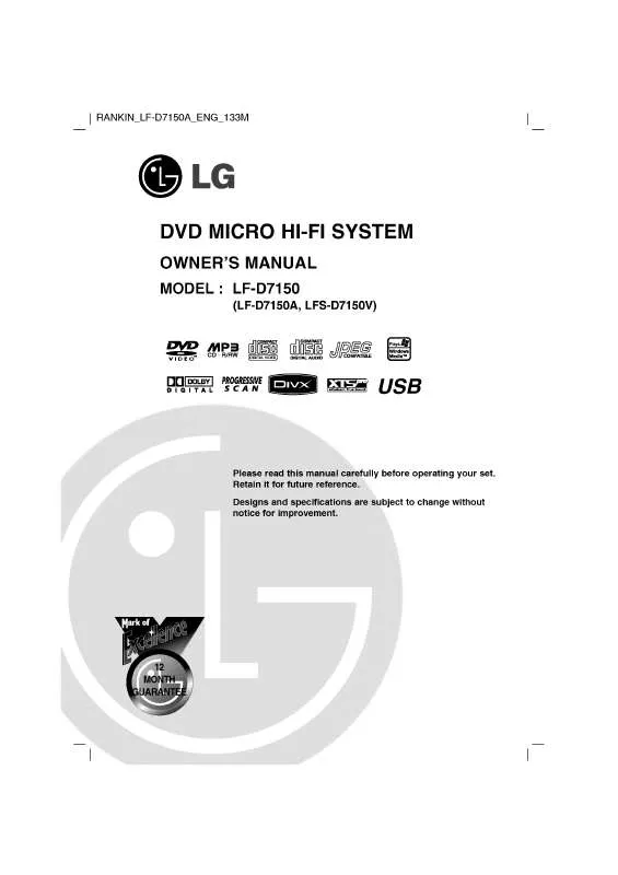 Mode d'emploi LG LF-D7150A