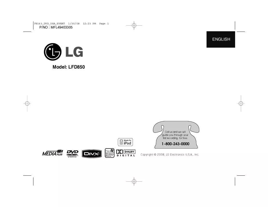 Mode d'emploi LG LFD850