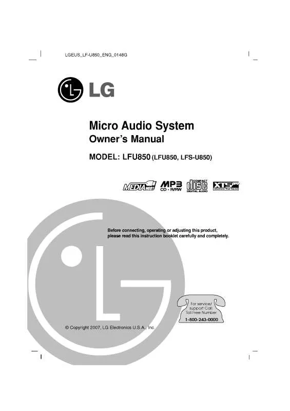 Mode d'emploi LG LFU850