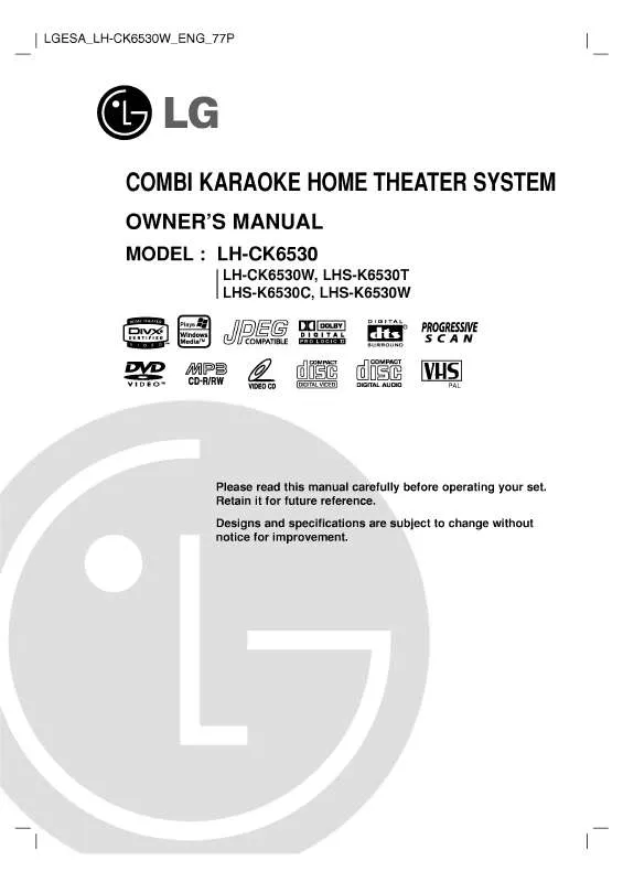 Mode d'emploi LG LH-CK6530W