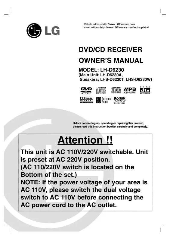 Mode d'emploi LG LH-D6230A